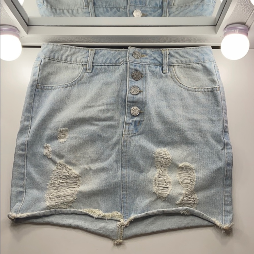 Denim light wash skirt high rise